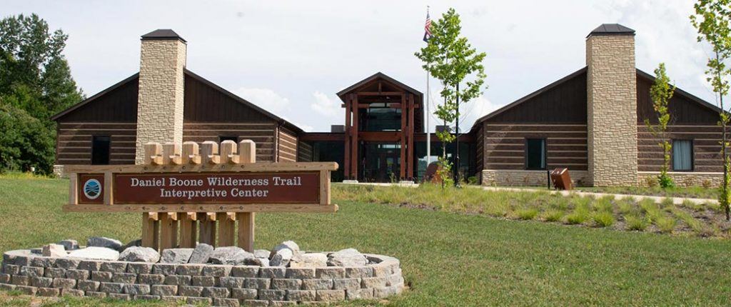 external aerial view of Daniel Boone Wilderness Trail interpretive Center in Virginia