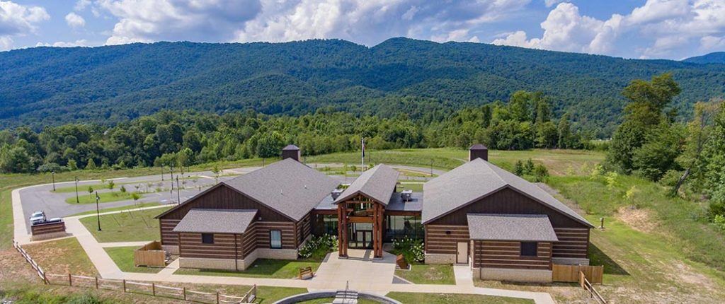 external aerial view of Daniel Boone Wilderness Trail interpretive Center in Virginia