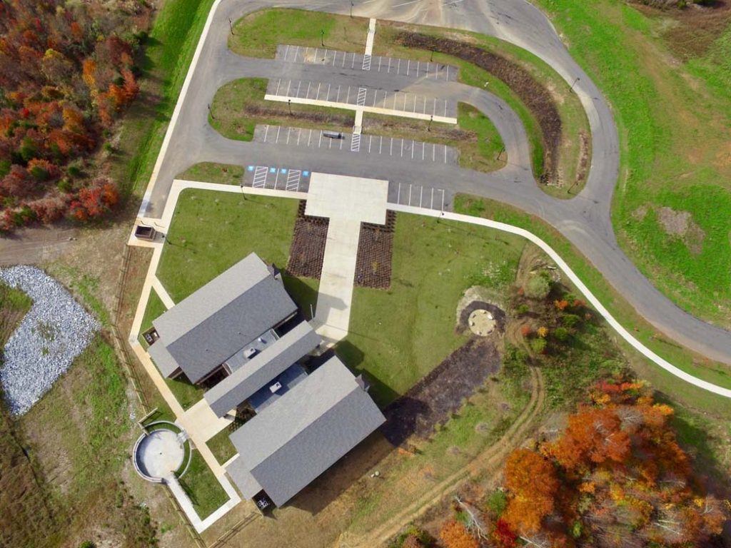 aerial view of the Daniel Boone Wilderness Trail Interpretive Center in VA