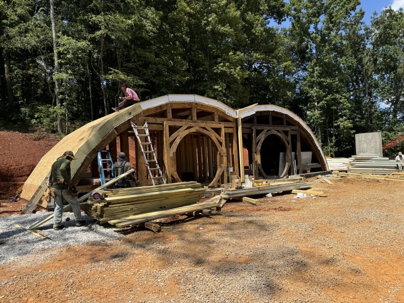 exterior of a curved roof using structural insulated panels